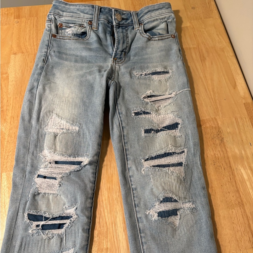 American Eagle High Rise Distressed Jegging size 2
